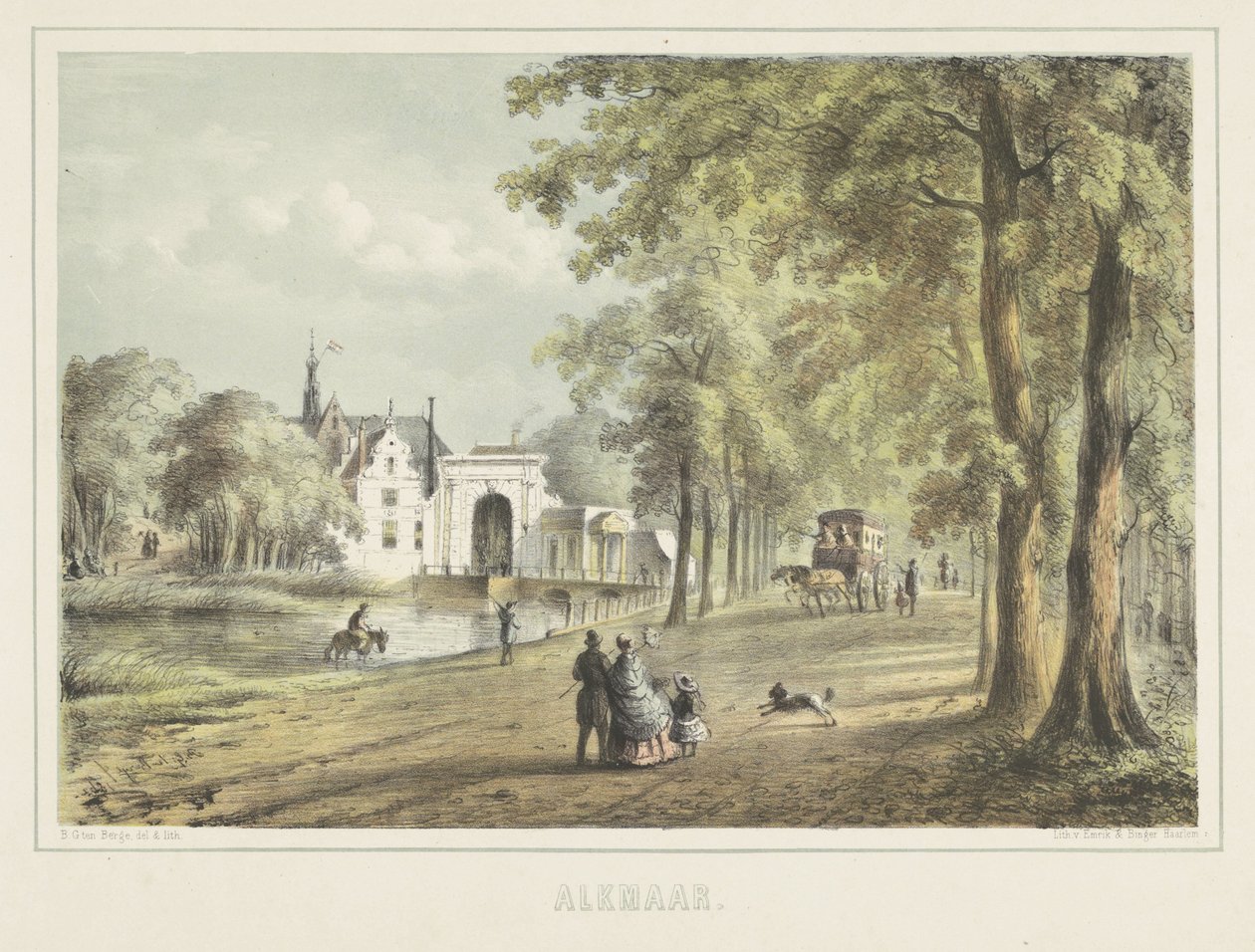 Gezicht te Alkmaar met de Laurenskerk door Bernardus Gerardus ten Berge