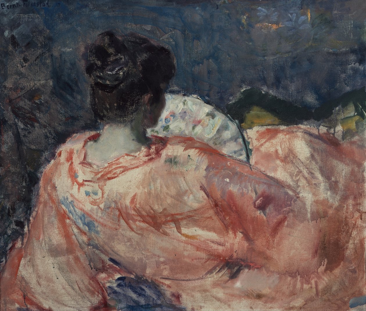 Vrouw met waaier door Bernhard Dorotheus Folkestad