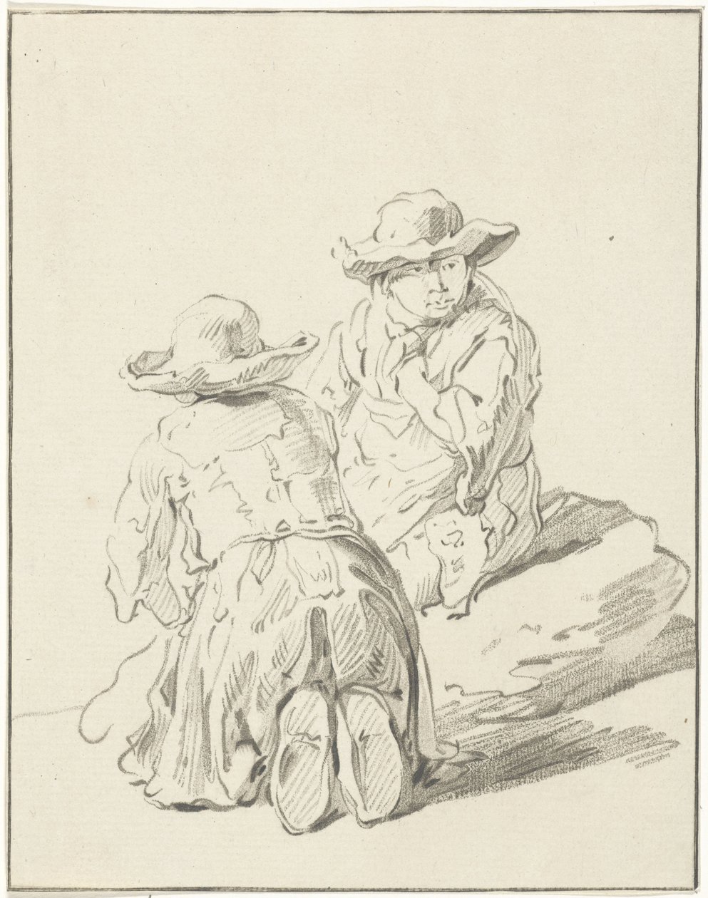 Twee op de grond zittende jongens door Bernhard Schreuder