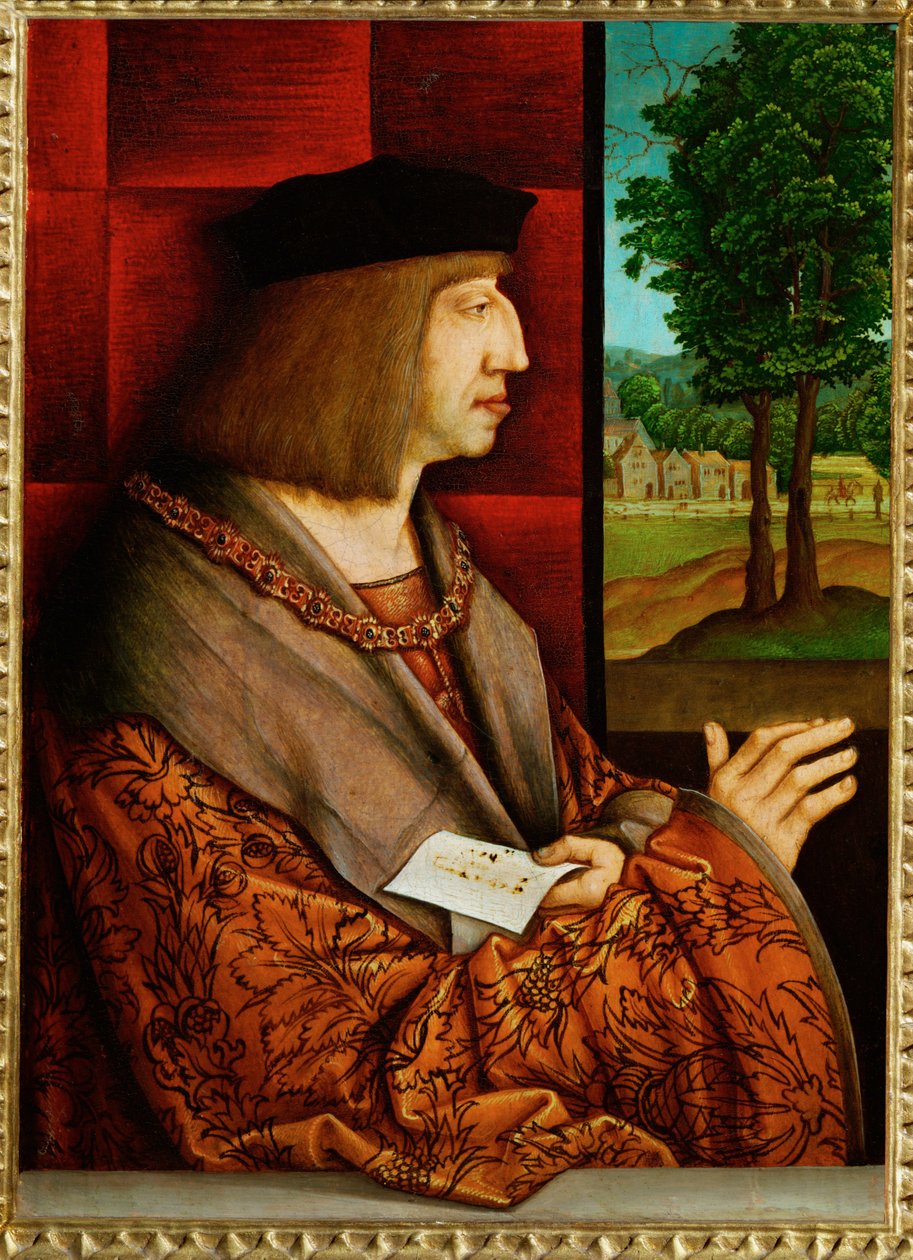 Keizer Maximiliaan I (schilderij op lindehout) door Bernhard Strigel