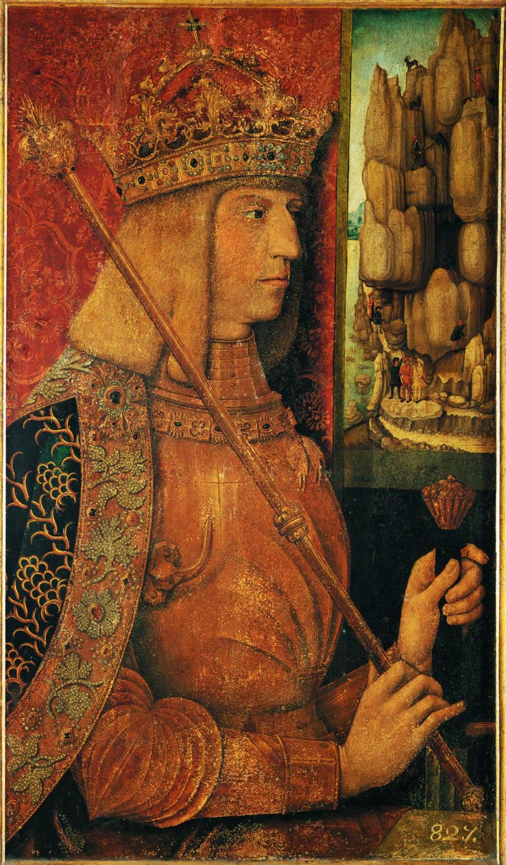 Keizer Maximiliaan I (schilderij op hout) door Bernhard Strigel