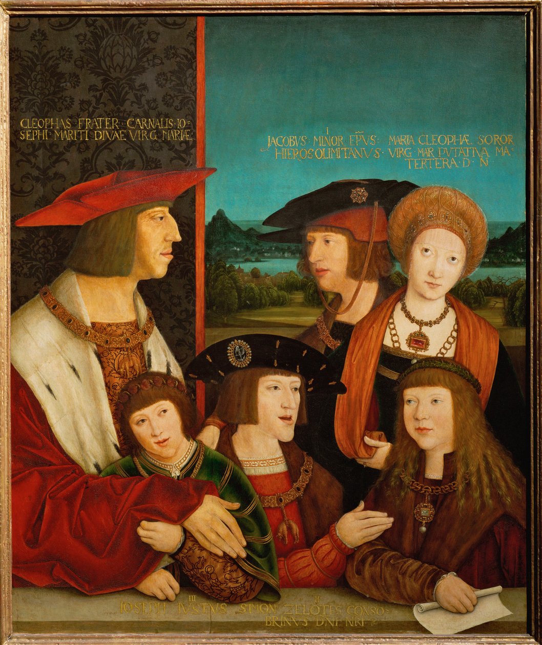 Keizer Maximiliaan I en zijn familie (olieverf op hout) door Bernhard Strigel