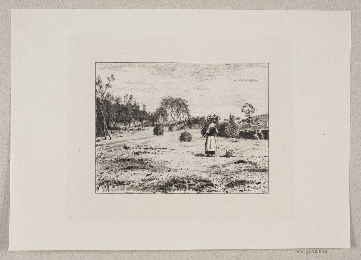 Landschap met een Vrouw die Takken Draagt door Bernhard Ulrik Middelboe