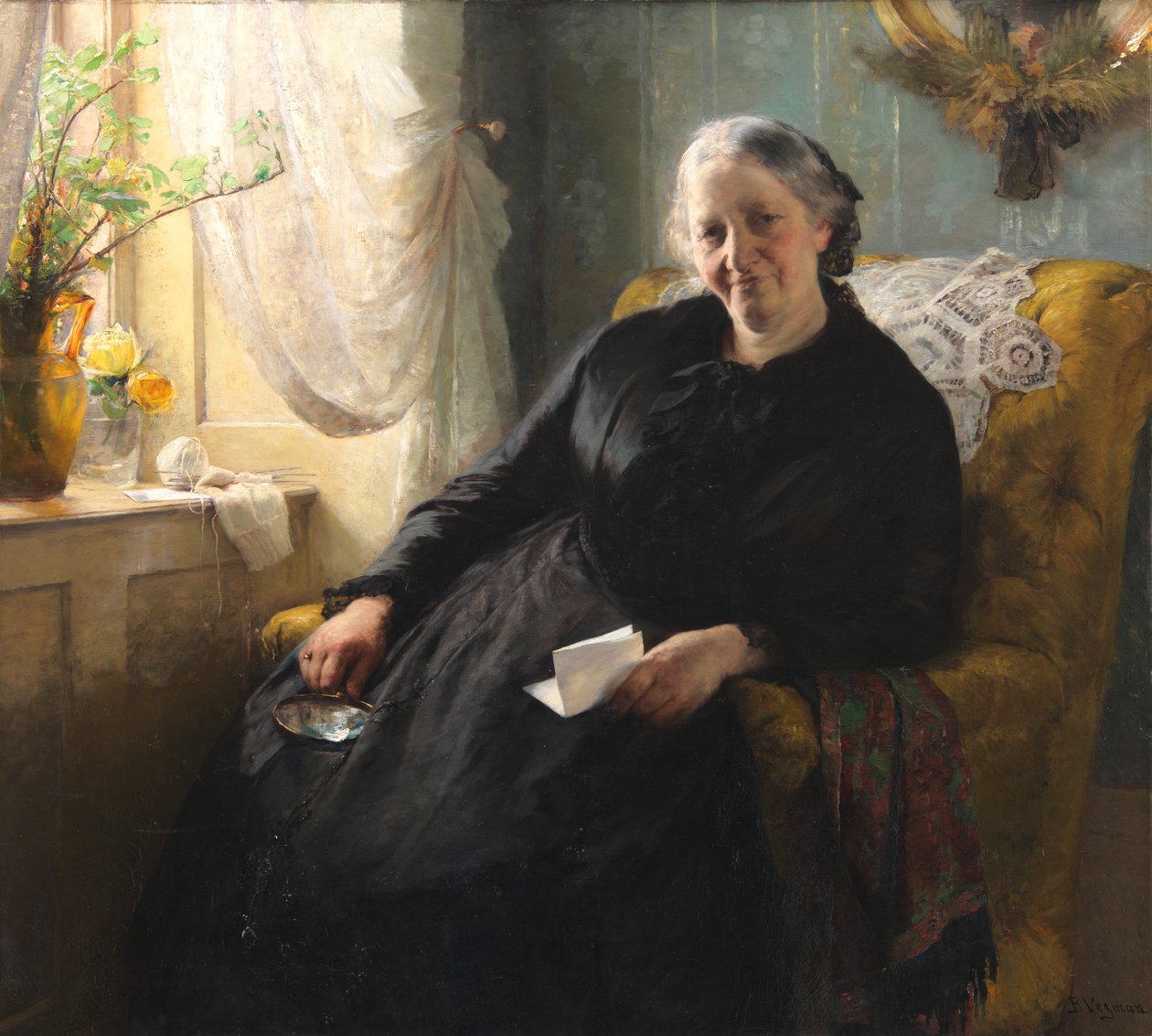 Portret van Cecilie Trier, geboren Melchior door Bertha Wegmann
