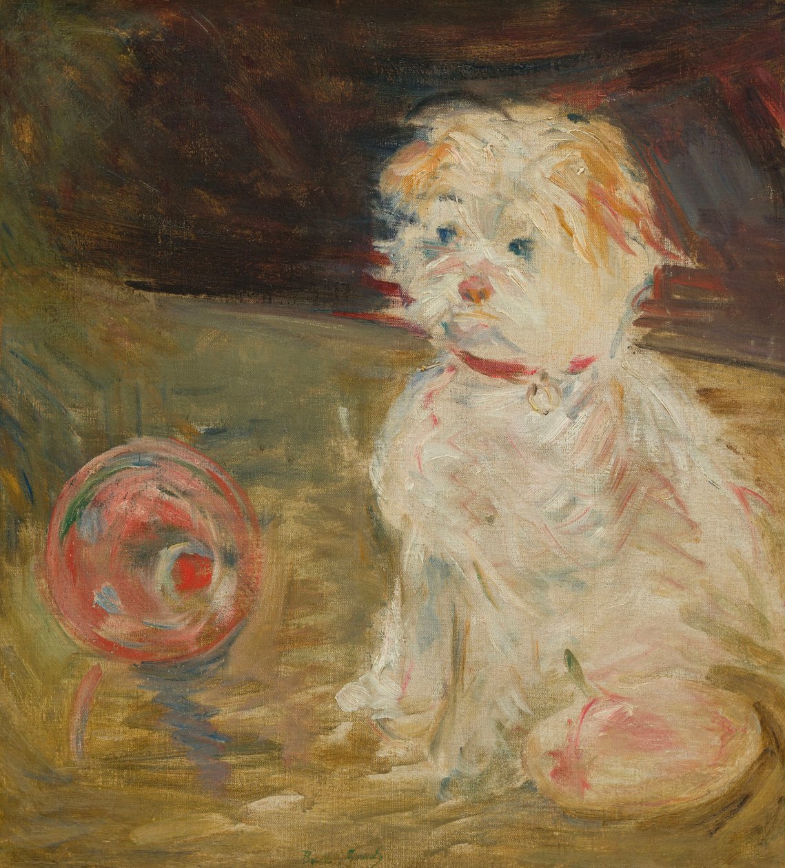Hond met bal door Berthe Morisot