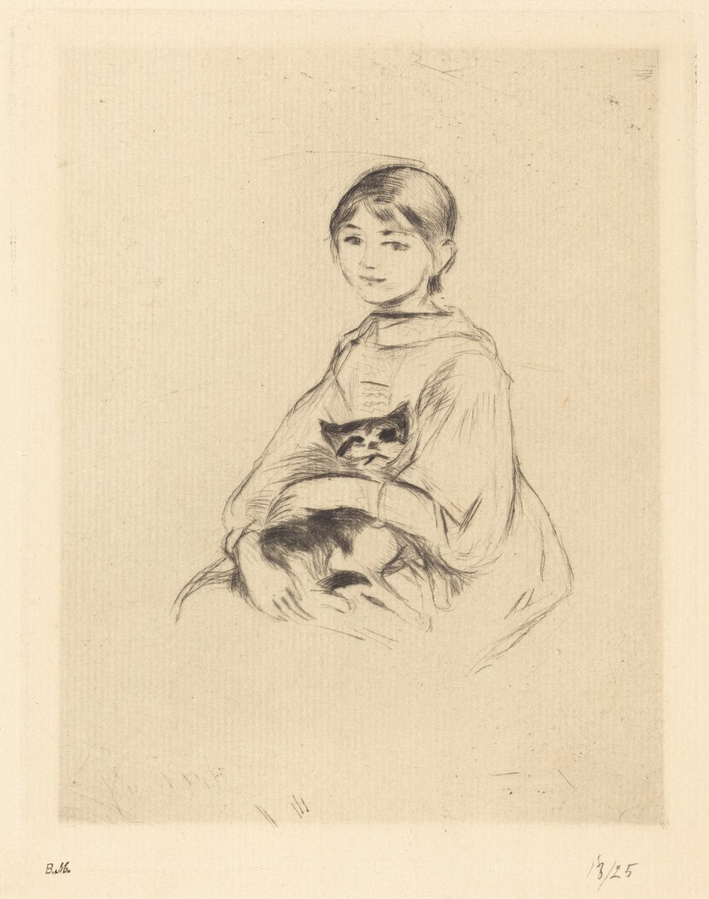 Julie Manet met een kat in haar armen door Berthe Morisot