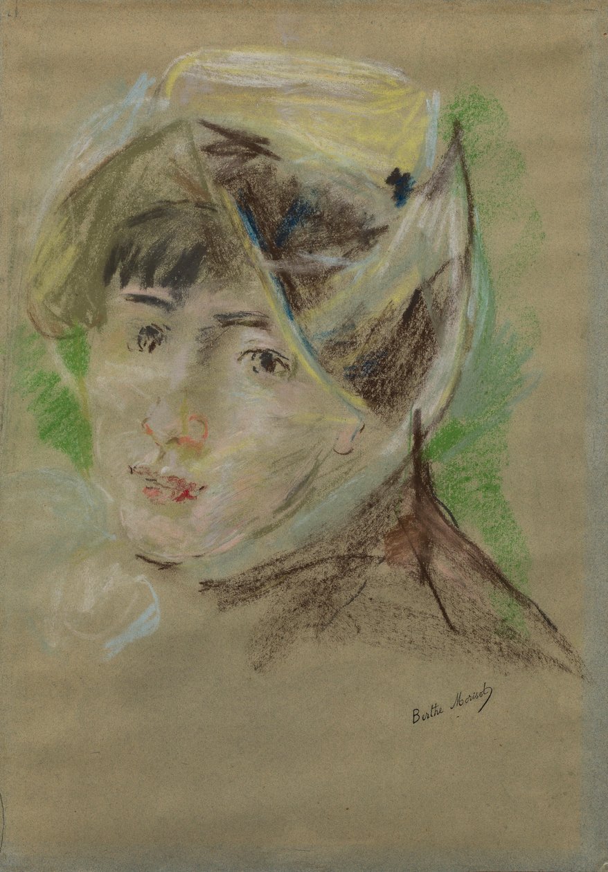 Portret van een meisje met een sluier (Jeanne Pontillon) door Berthe Morisot