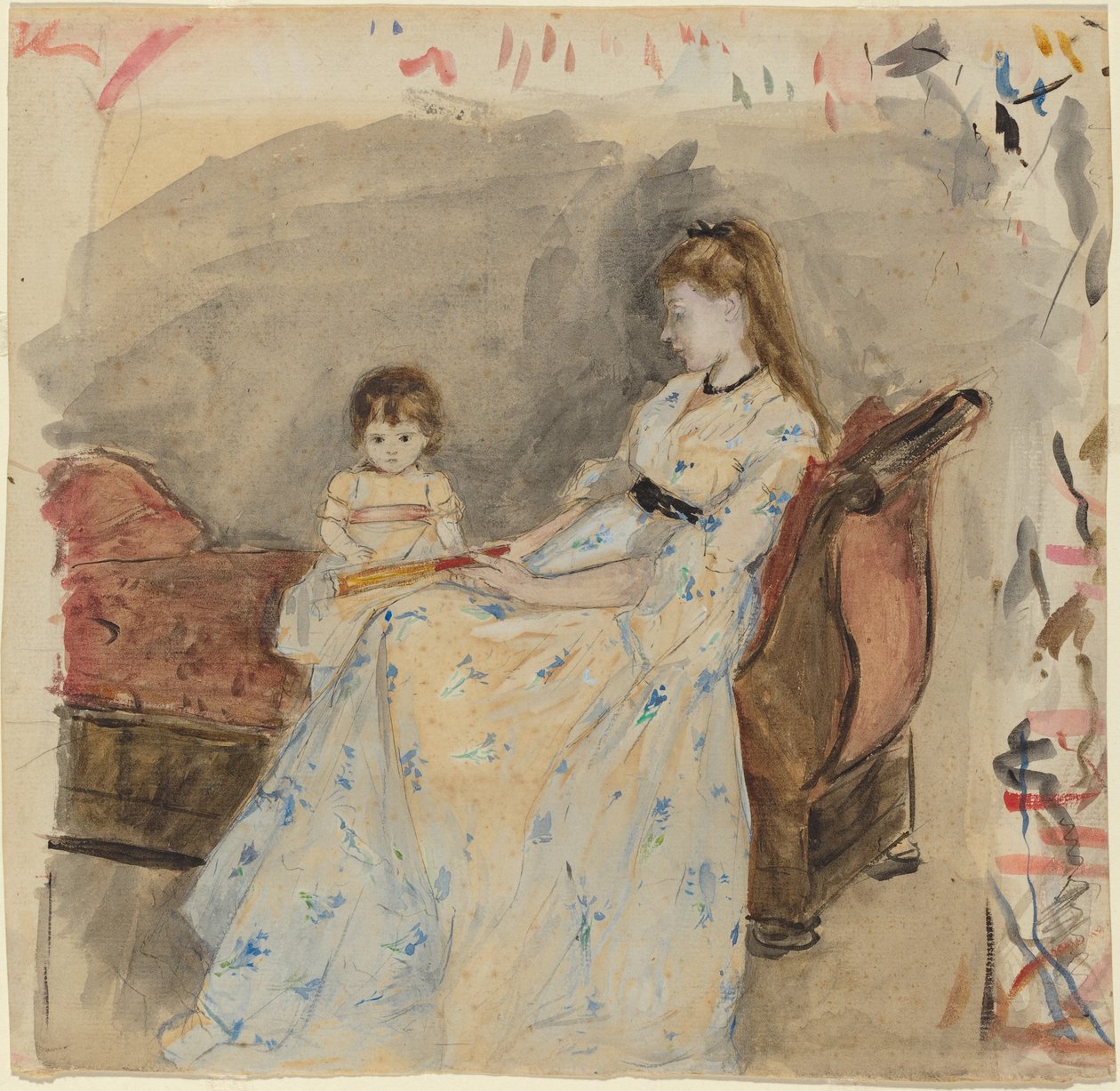 De zus van de kunstenaar, Edma, met haar dochter, Jeanne door Berthe Morisot