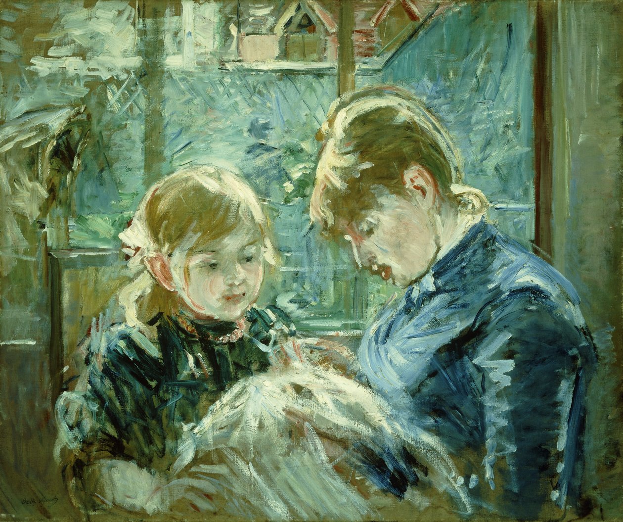 De naailles; Le Leçon de Couture, 1884 door Berthe Morisot