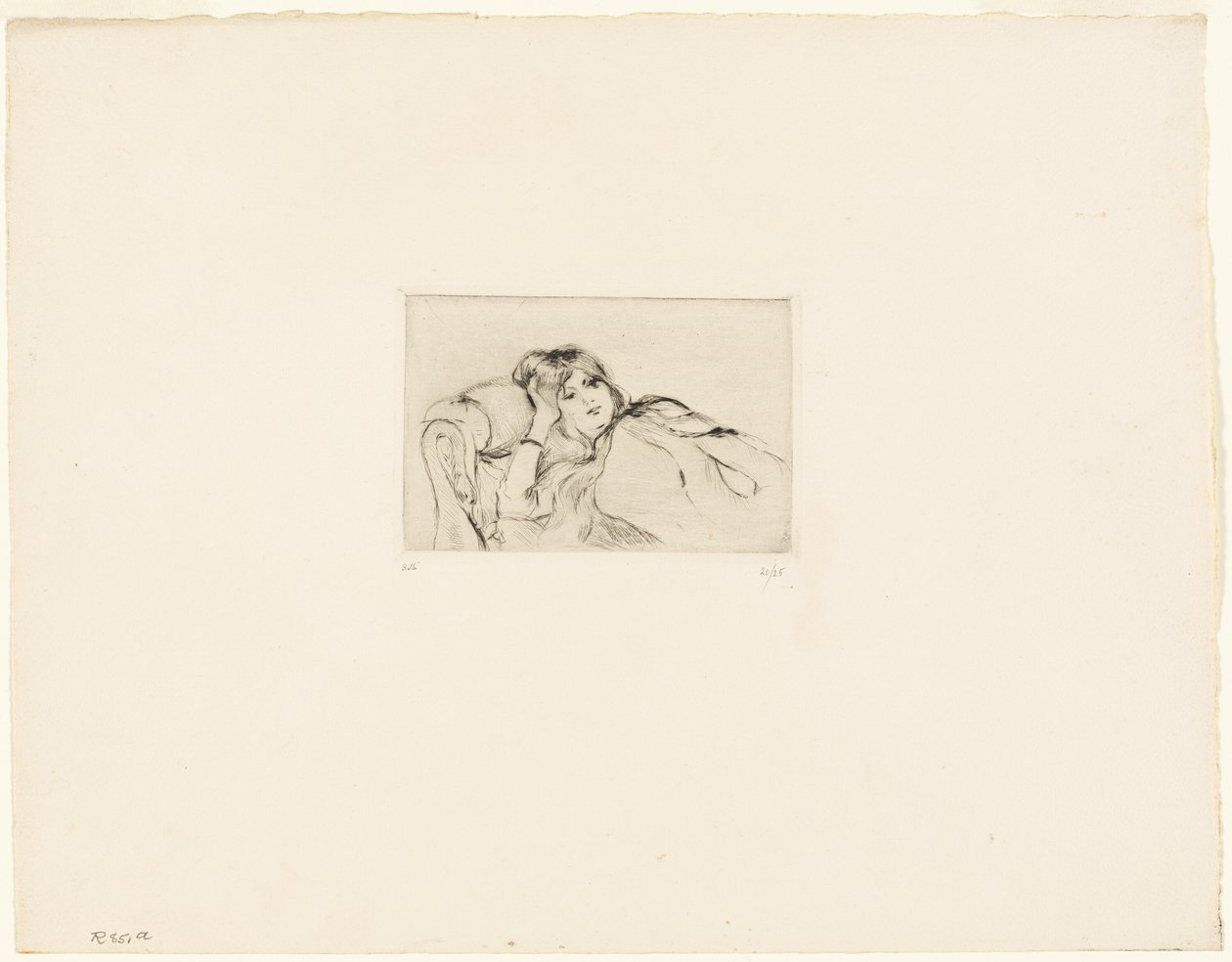Jonge vrouw in rust door Berthe Morisot