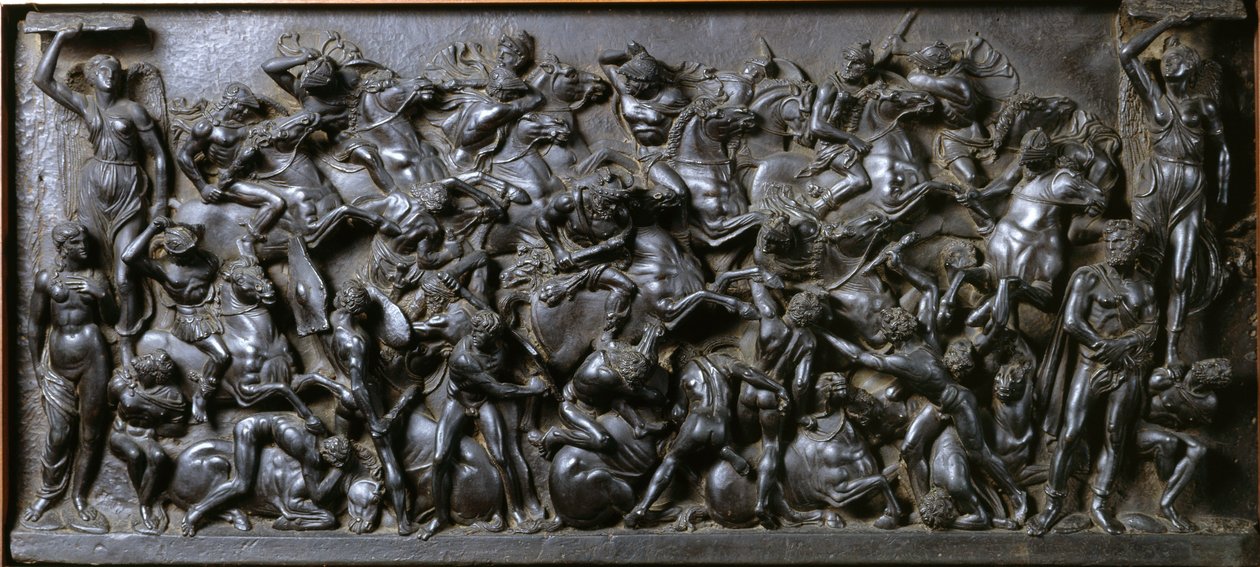 Slag tussen Romeinen en Barbaren (brons) - Slag van de Romeinen en Barbaren (Slag van de Ruiters) door Bertoldo di Giovanni