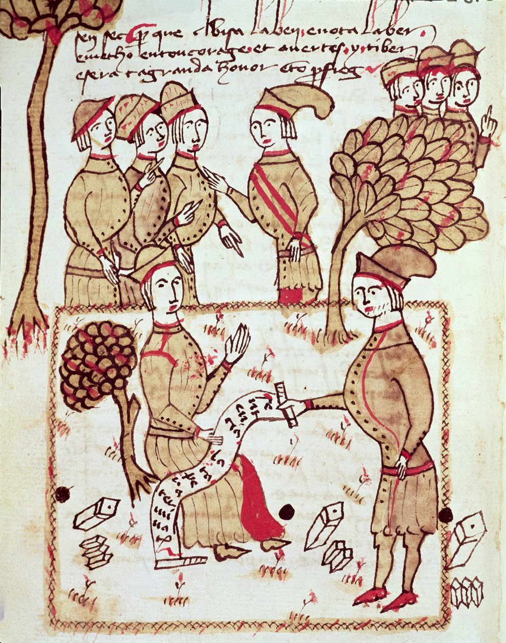 Ms 327 fol.201v Een landmeter met zijn arbeiders, uit 
