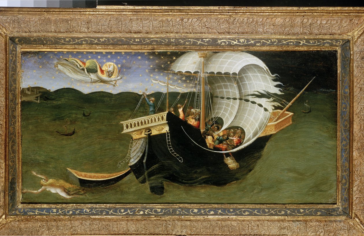 Sint-Nicolaas berispt de Storm door Bicci di Lorenzo