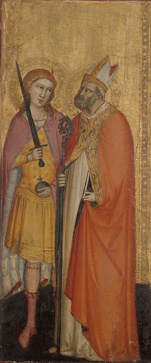 St. Johannes der Täufer und die Heiligen Julianus, Zenobius und Michael door Bicci di Lorenzo