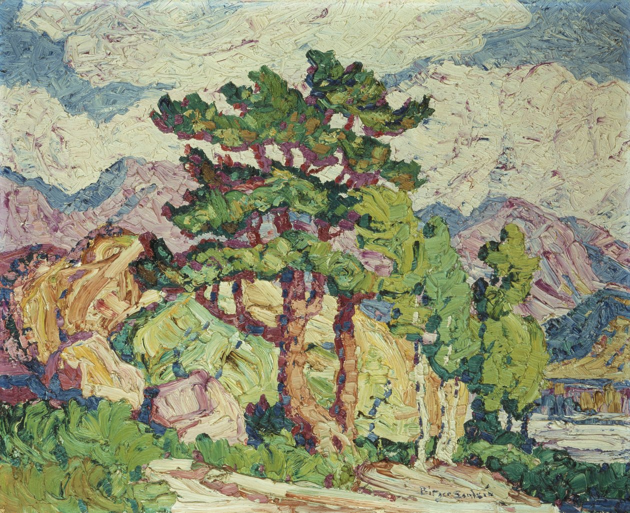 Vennen en dennen, Estes Park, Colorado door Birger Sandzen