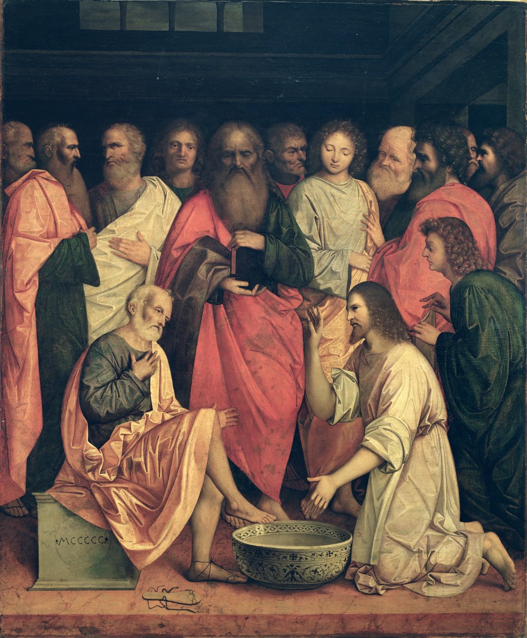 Christus wast de voeten van de discipelen door Boccaccio Boccaccino