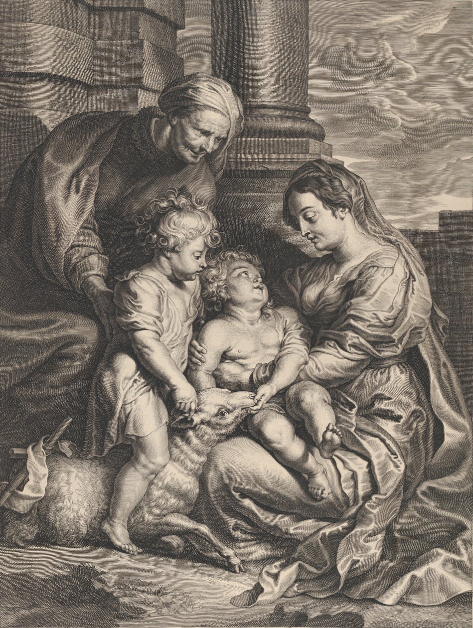 De Maagd en Christus kind met Sint-Anna en Sint-Jan de Doper, ca. 1640-59 door Boetius Adams Bolswert