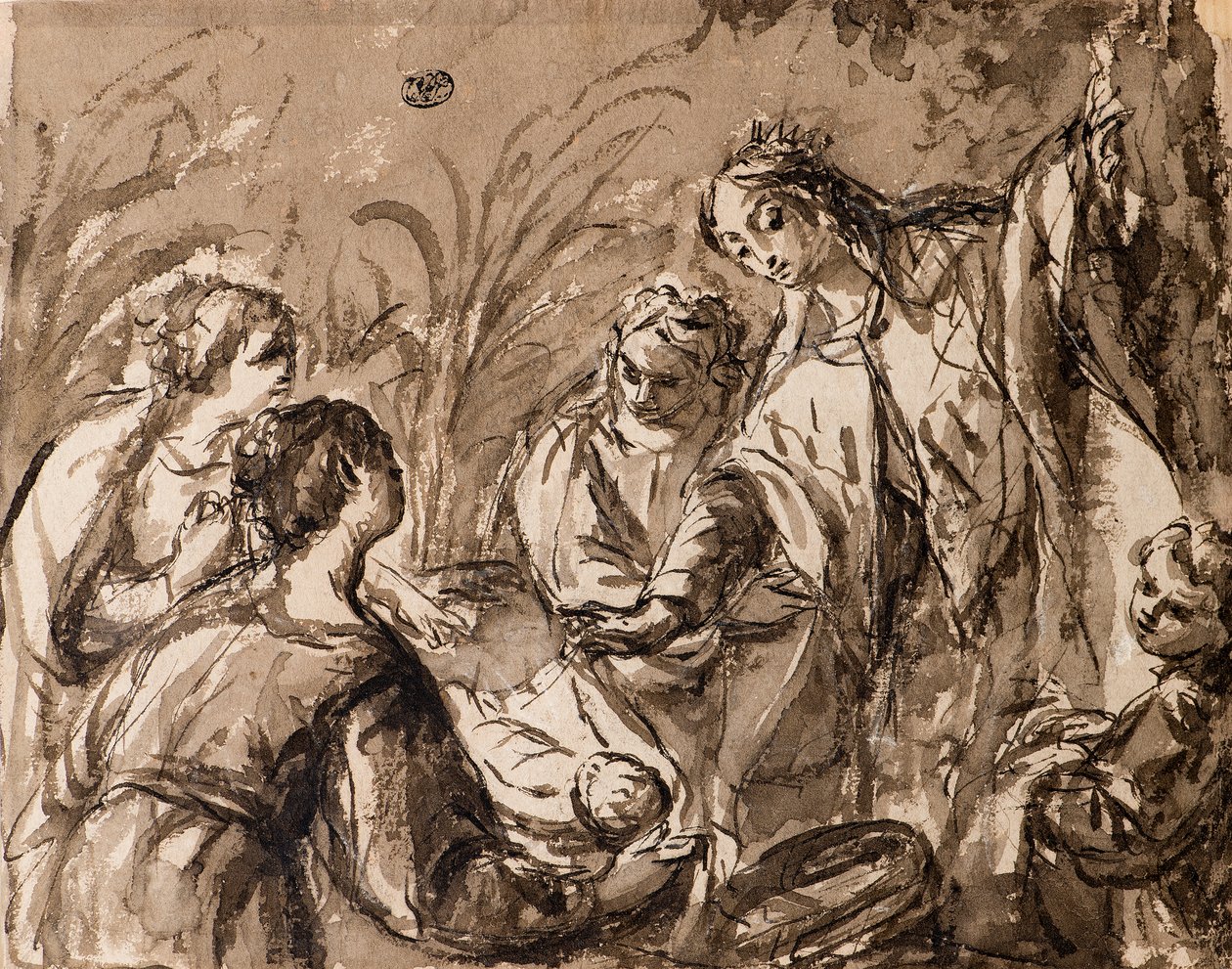 De Dochter van de Farao Ontdekt de Baby Mozes, De Vondst van Mozes door Bolognese School