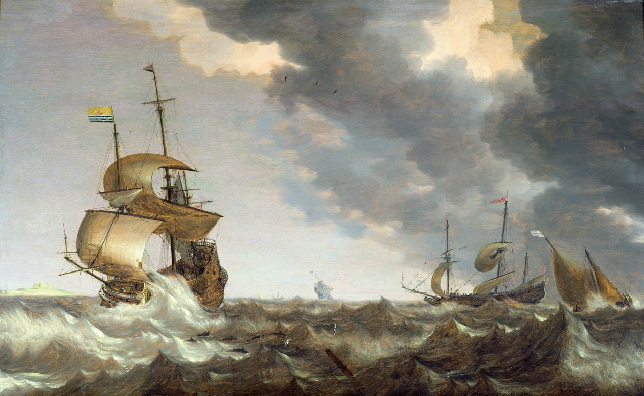 Storm op zee door Bonaventura Peeters