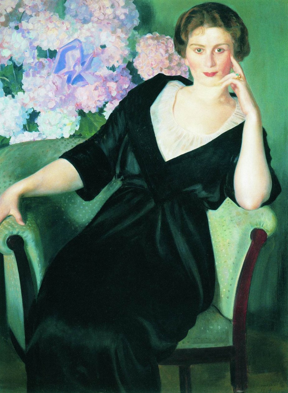 Portret van Renee Notgaft door Boris Mikhailovich Kustodiev