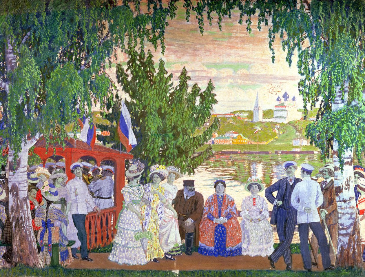 Feestelijke bijeenkomst, 1910 door Boris Mikhailovich Kustodiev