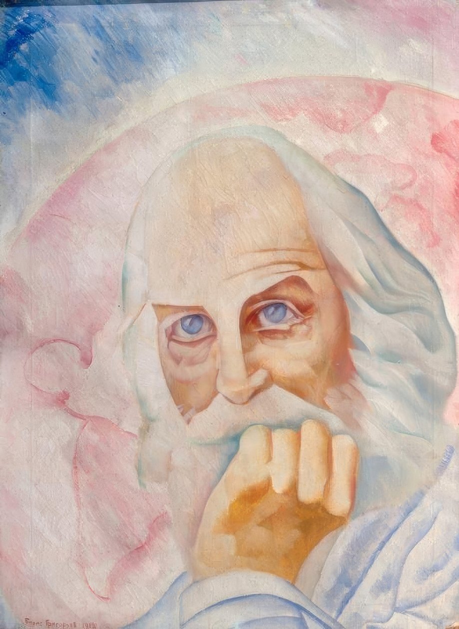 Portret van de Amerikaanse dichter Walt Whitman door Boris D. Grigorjew