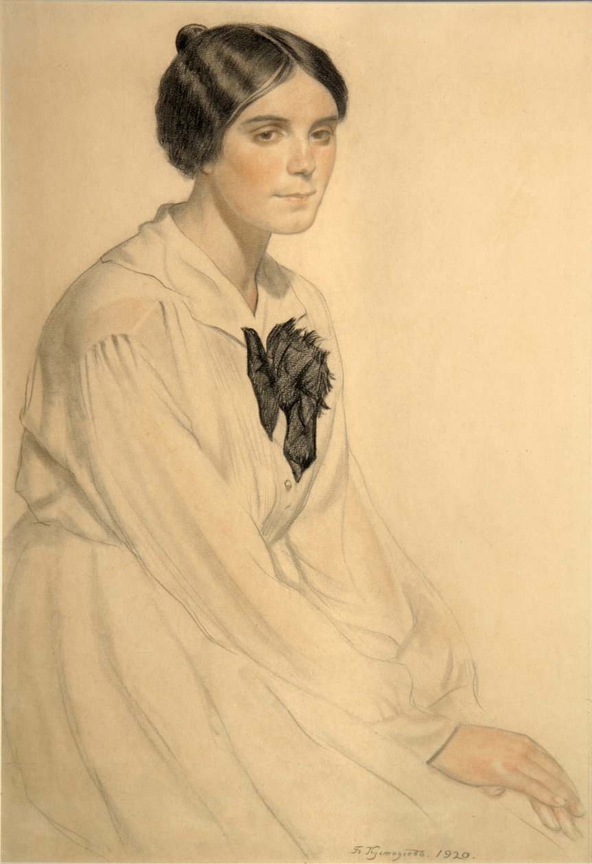 Portret van Ksenia Nikolayevna Semenova Skalova, 1920 door Boris Mikhailovich Kustodiev