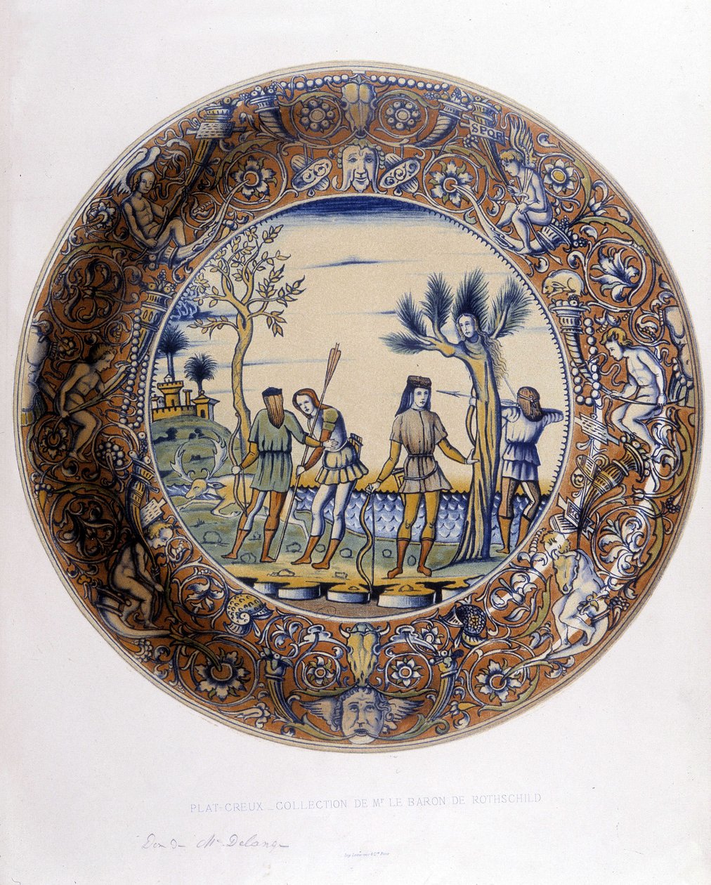 Daphne verandert in een Laurier om aan Apollo te ontsnappen - in Collection of Italian faiences of the XV, XVI and XVIII centuries door Bornemann Bornemann