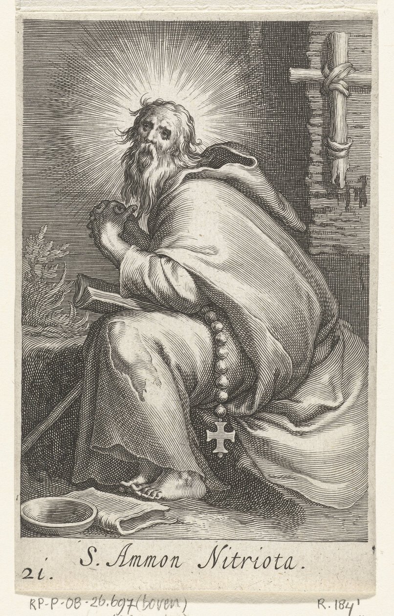 Heilige Ammonius de Grote als kluizenaar door Boëtius Adamsz. Bolswert