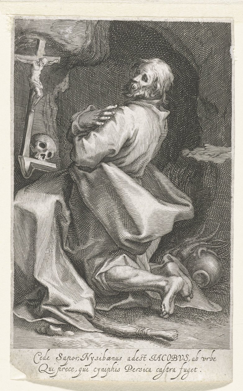 Heilige Jacobus van Nisibis als kluizenaar door Boëtius Adamsz. Bolswert