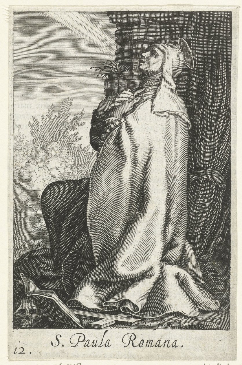 Heilige Paula van Rome als kluizenares door Boëtius Adamsz. Bolswert
