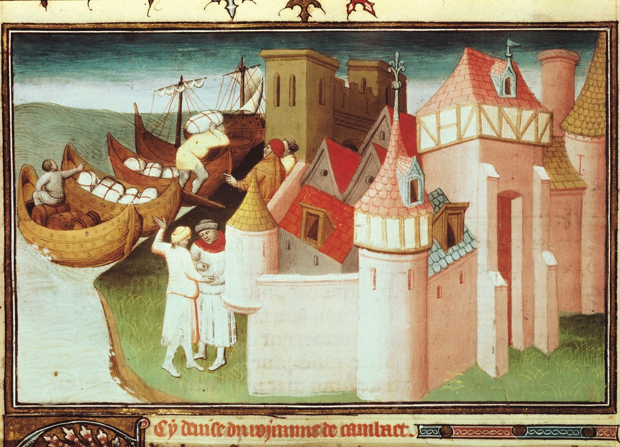 Ms Fr 2810 f.86v, Handel in de Golf van Cambay, India, uit het 