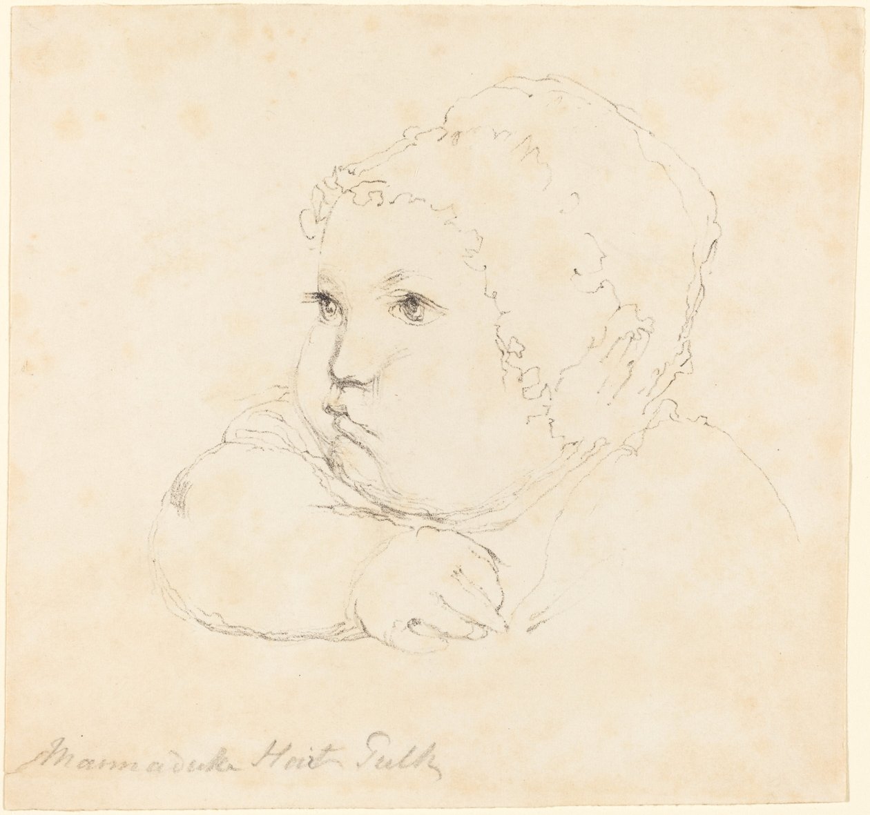 Hoofd van een Kind met een Muts door British 18th Century after John Flaxman