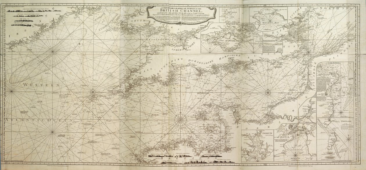 Een nieuwe hydrografische kaart van het Britse Kanaal, met een deel van de Atlantische Oceaan tot aan Kaap Clear, verbeterd van de grote kaart van wijlen Thomas Jeffery