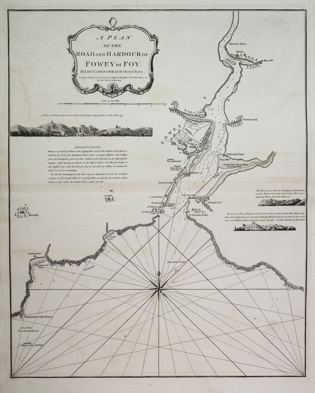 Een plan van de weg en haven van Fowey of Foy door Luitenant James Cook van de Koninklijke Marine door British School