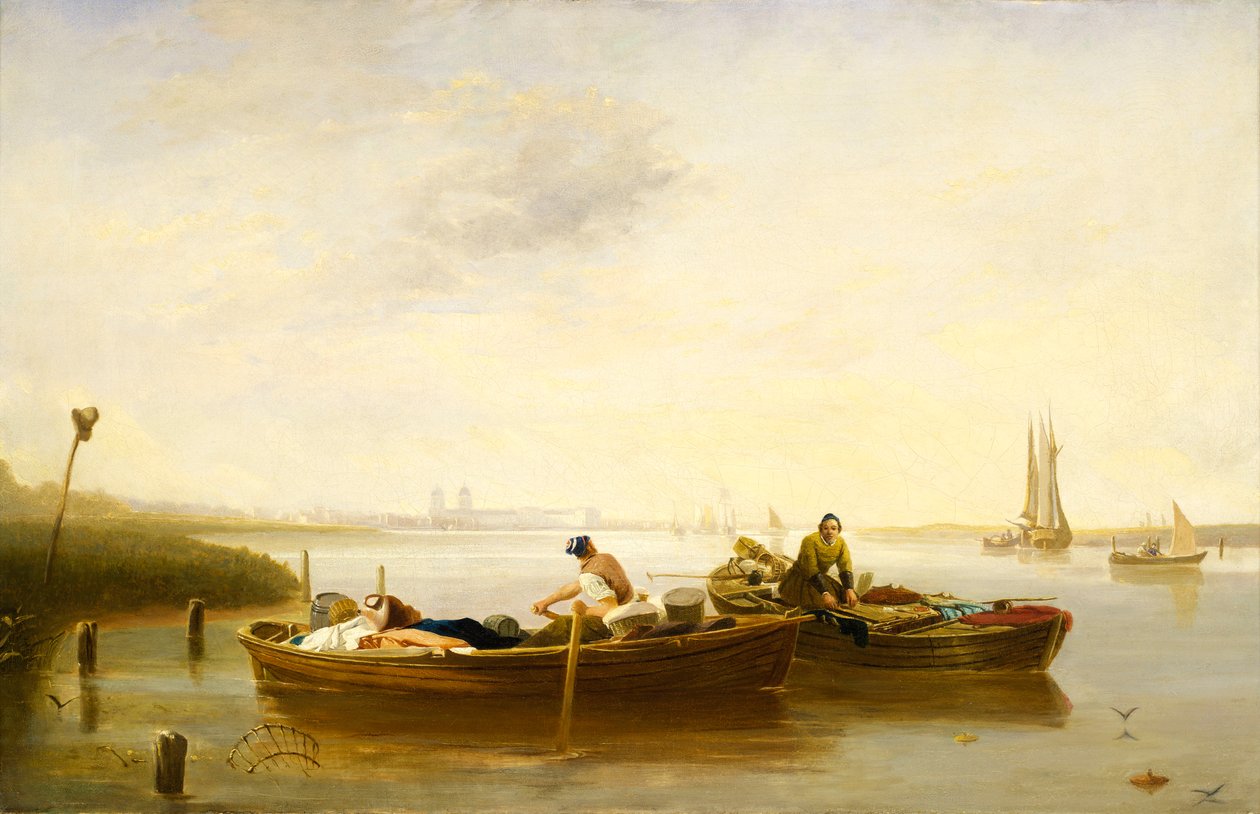 Greenwich vanaf Blackwall Reach, circa 1830-40 door British School