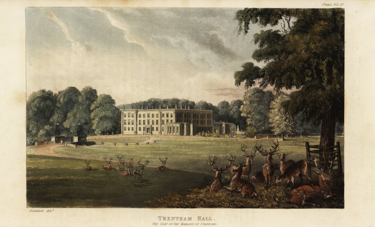 Kudde herten voor Trentham Hall door British School