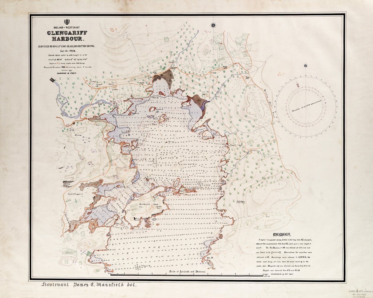 Ierland - Westkust, Glengariff Haven. Onderzocht door kwalificerende klasse, Navigatieschool sept - okt 1912. door British School