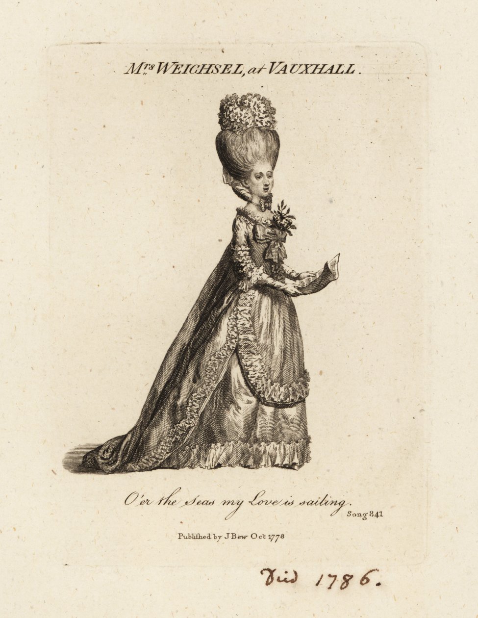 Mevrouw Frederica Weichsel zingt in Vauxhall Pleasure Gardens, eind 18e eeuw door British School