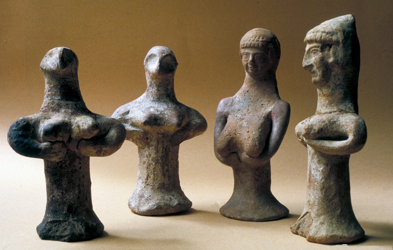 Beeldjes van Asherah, Kanaänitisch, 999-600 v.Chr. (klei) door Bronze Age