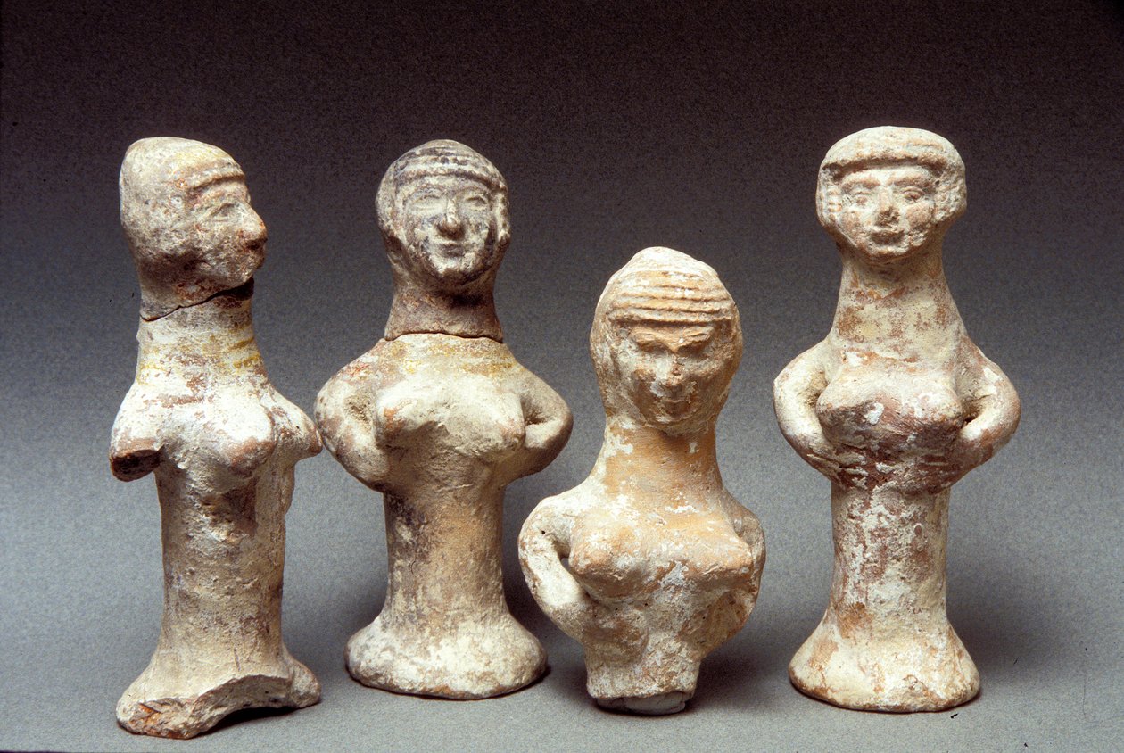 Beeldjes van Asherah, Kanaänitisch, 999-600 v.Chr. (klei) door Bronze Age