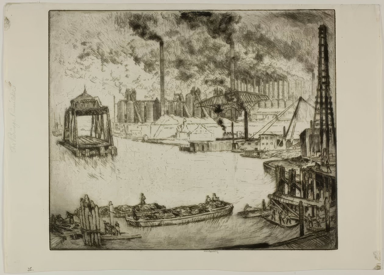 Chicago - Bruggenbouwers door Bror Julius Olsson Nordfeldt