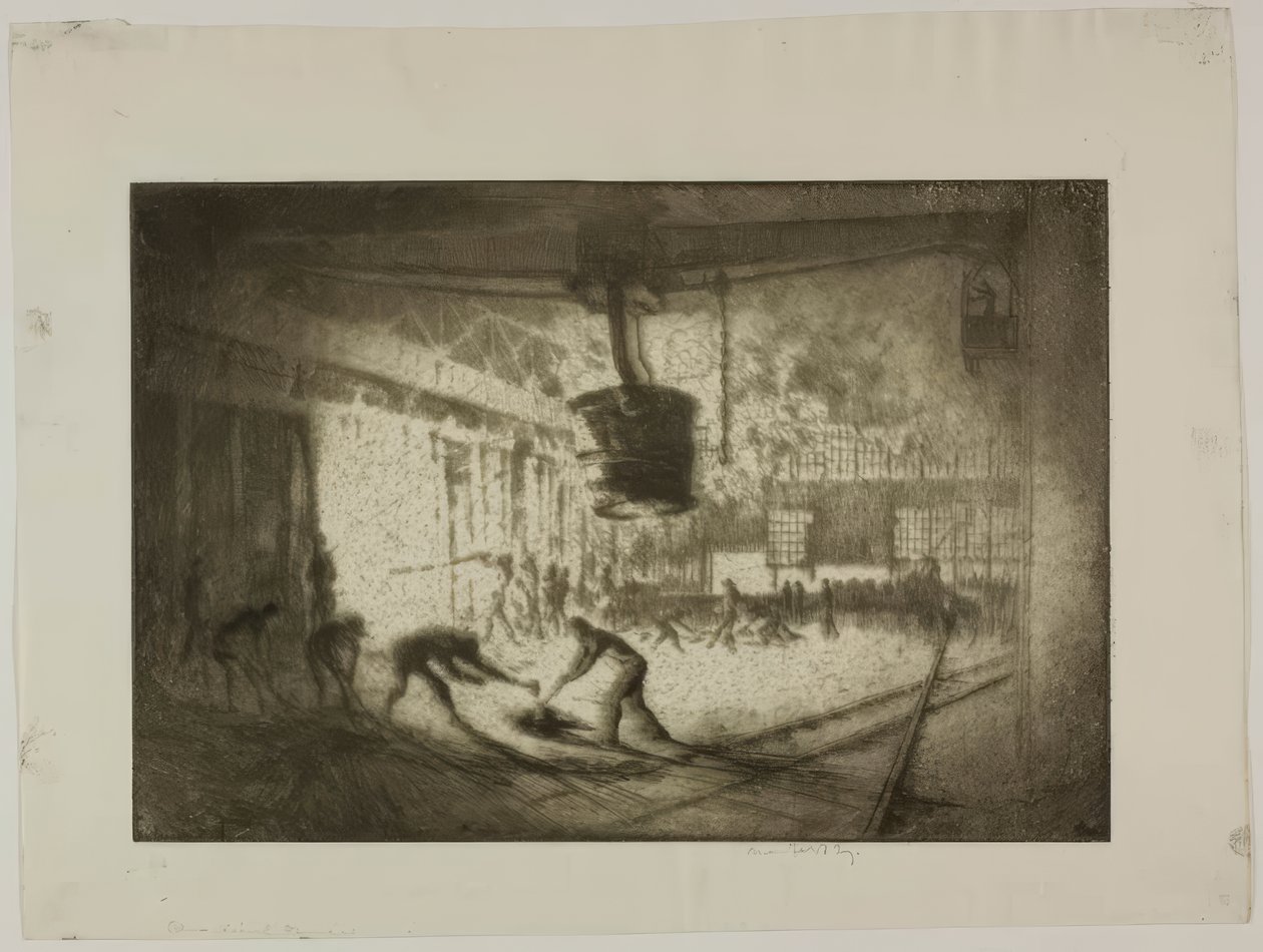 Chicago - Open haardoven, Illinois Steel Co. door Bror Julius Olsson Nordfeldt