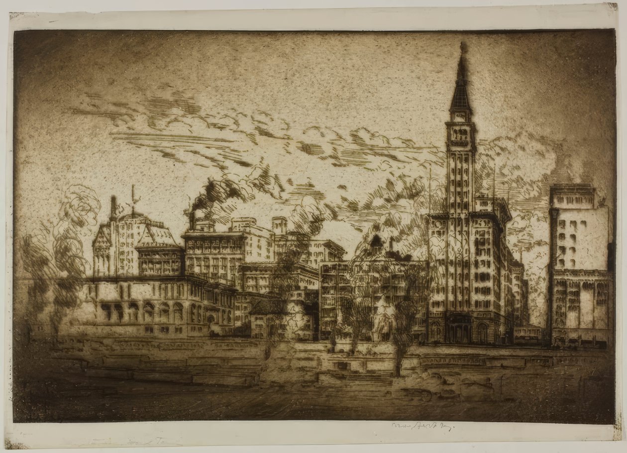 Chicago - De Montgomery Ward Tower door Bror Julius Olsson Nordfeldt