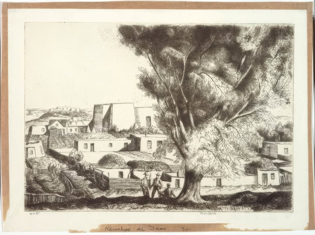 Ranches van Taos door Bror Julius Olsson Nordfeldt