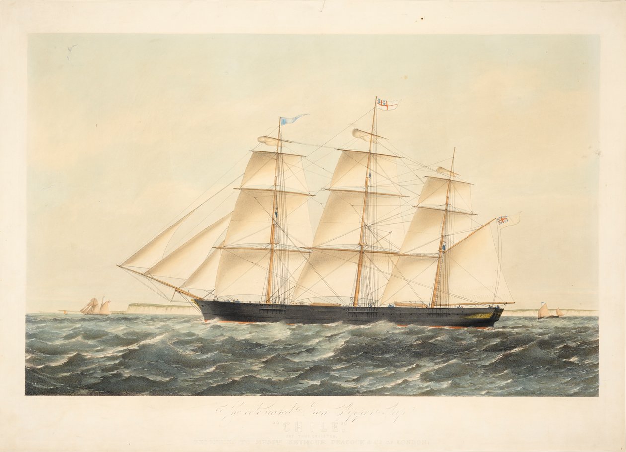 Het beroemde ijzeren klipperschip Chile 767 ton register, behorend tot Messrs Seymour Peacock & Co uit Londen door Brothers Kell
