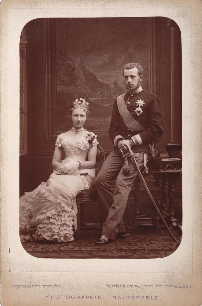Kroonprins Rudolf met prinses Stephanie van België bij hun verloving, 1880 door Brussels . Photo studio Geruzet Frères
