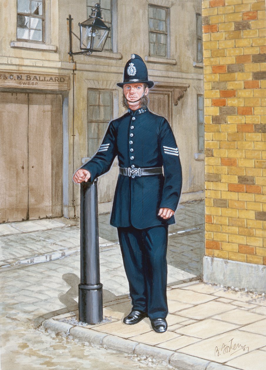 Een sergeant uit 1865 (kleurenlitho) door Bryan Fosten