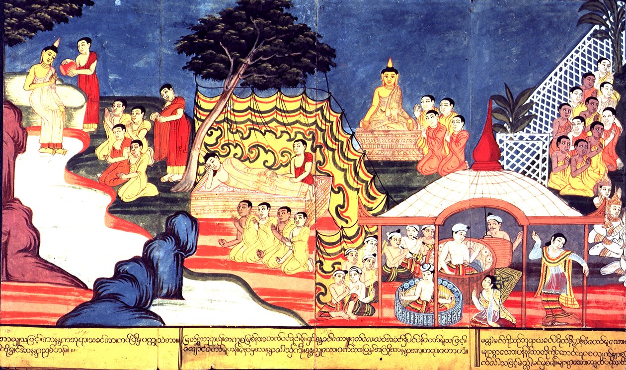 De Boeddha baadt, c.1800-20 door Burmese School