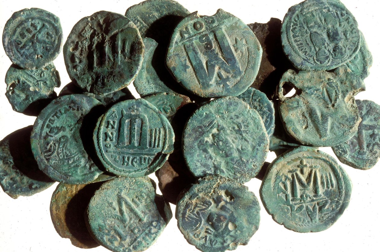 Munten, gevonden in de opgravingen van Tiberias door Byzantine
